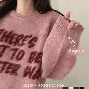 갓투비 레터링 브러쉬 앙고라 루즈핏 니트